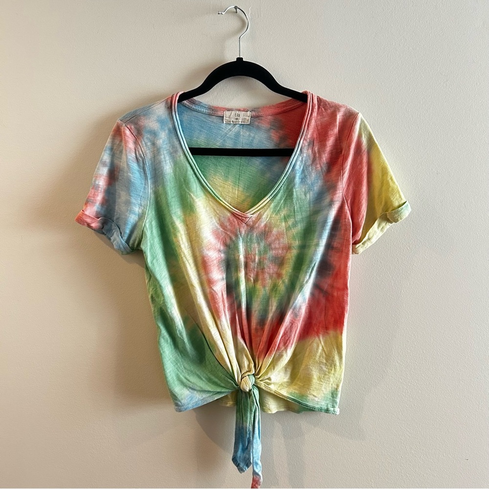 Anthropologie T. La Darya Tie Die Crop Top, front knot, size XS